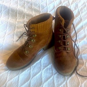 Brown combat boots